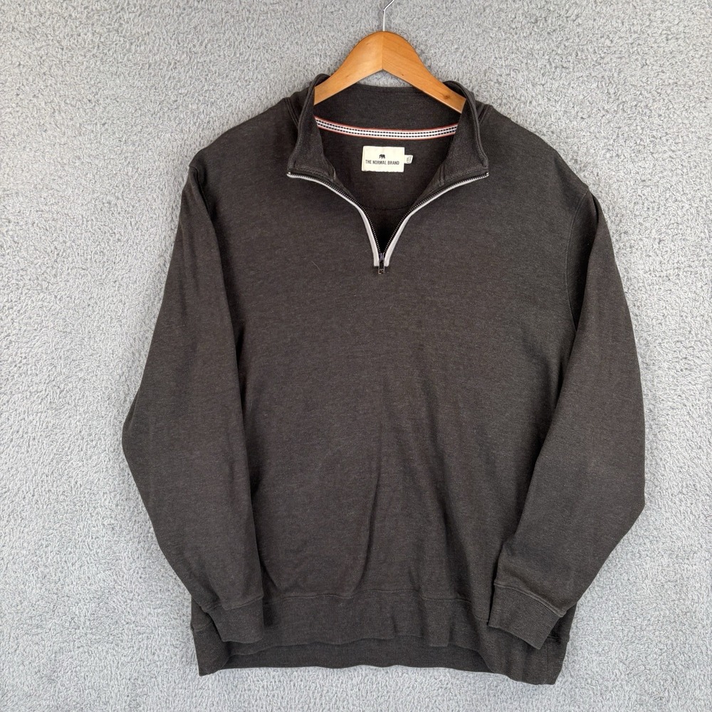 The Normal Brand Sweater Mens 2XL Brown 1/4‎ Zip Fleece Pullover Casual